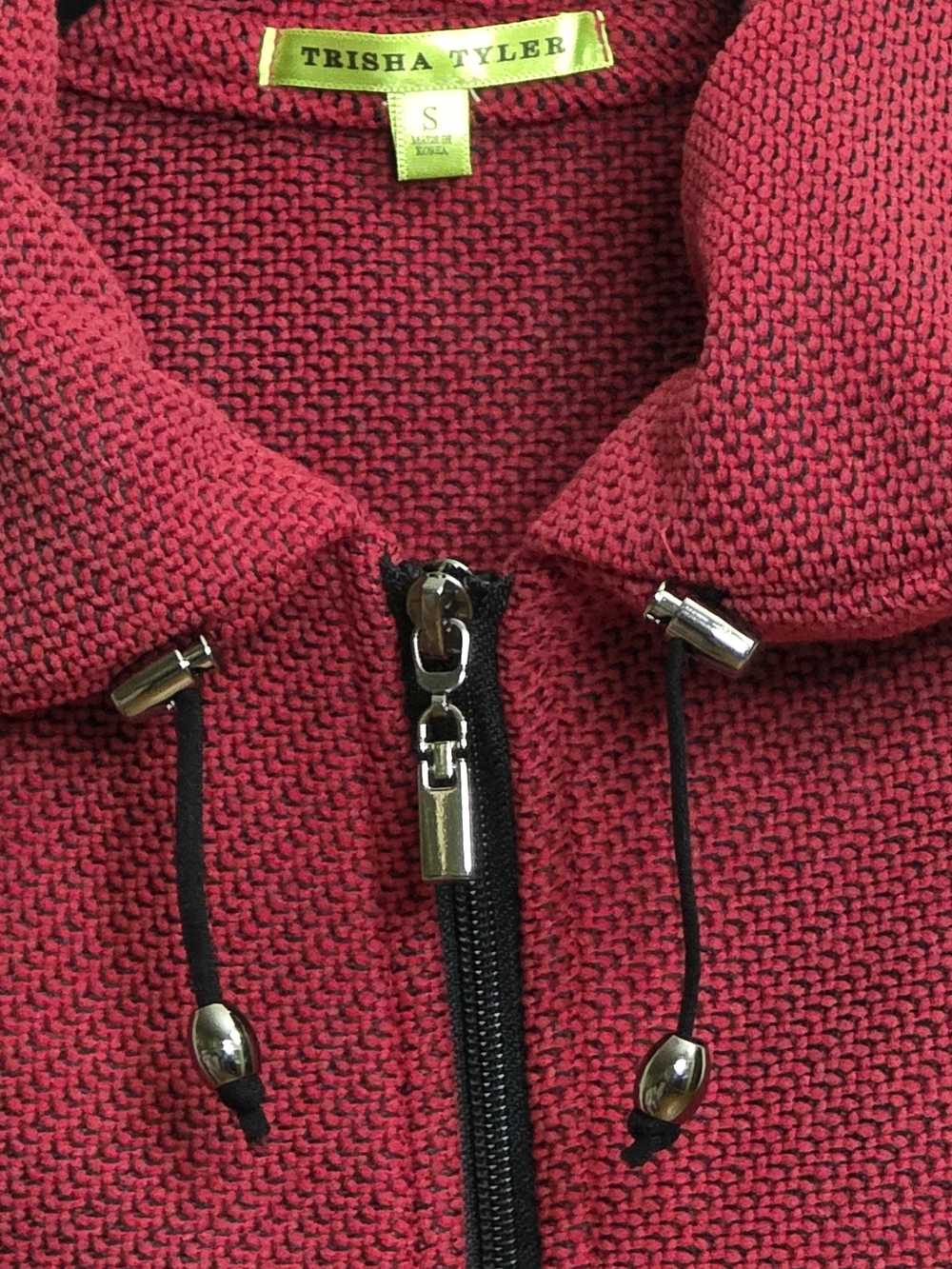 Trisha Tyler Women's Red Zip-Up Knit Jacket - Picture 3 of 3